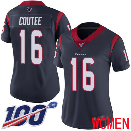 Houston Texans Limited Navy Blue Women Keke Coutee Home Jersey NFL Football #16 100th Season Vapor Untouchable->women nfl jersey->Women Jersey
